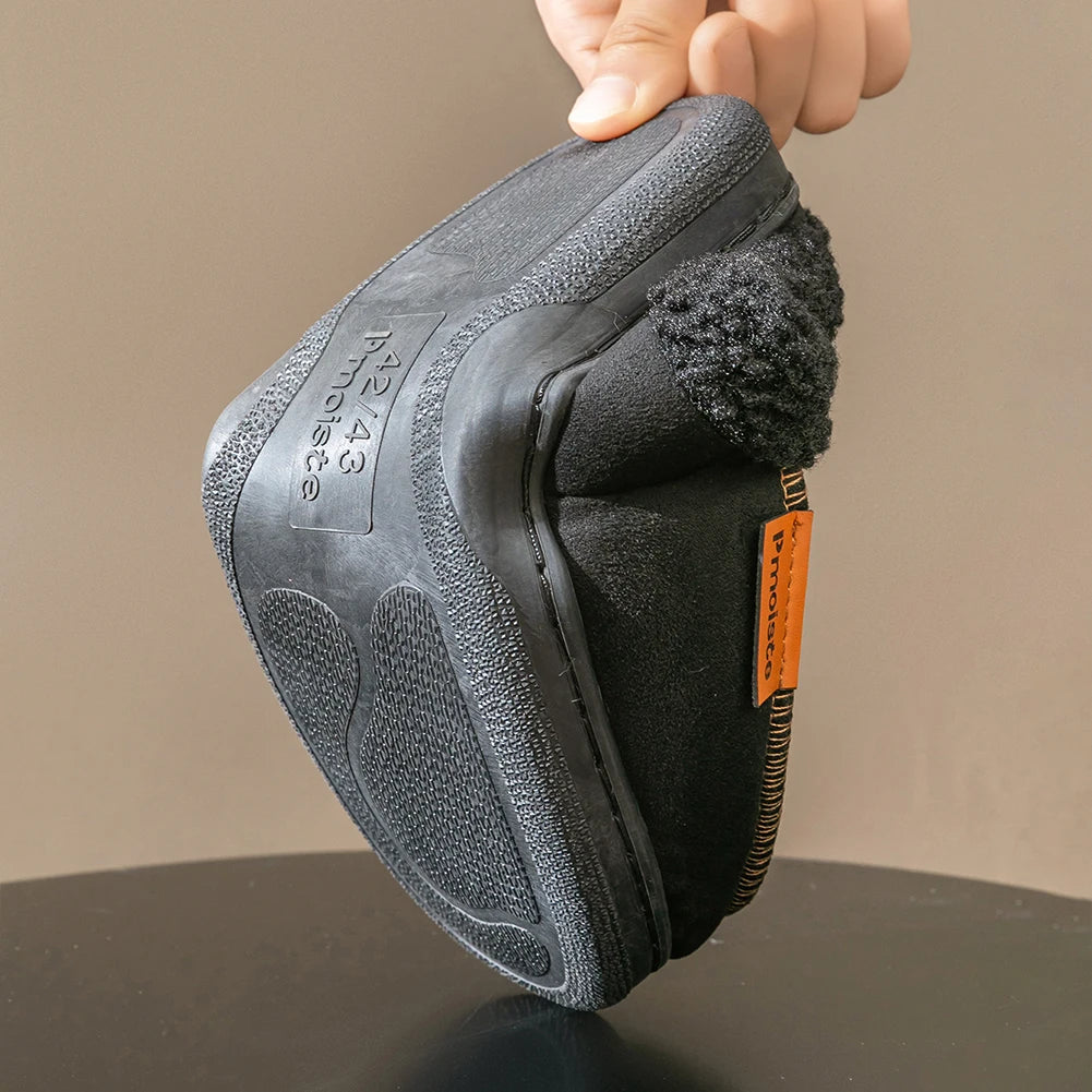 House Suede Slippers for Men TPR Sole Non Slip Durable Soft Warm Memory Foam Cushion Comfortable Living Room Shoes