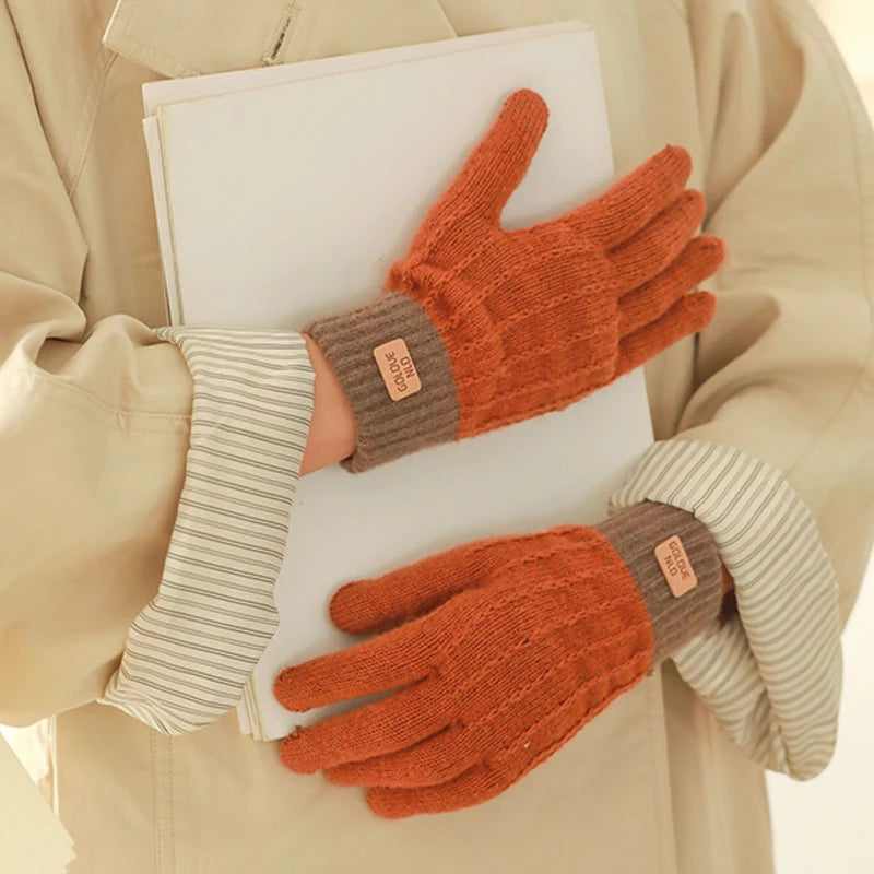 Knitted Full 1Pair Finger Gloves Winter Thicken Warm Touch Screen Gloves for Men Women Gloves Cycling Riding Gloves Ski Gloves