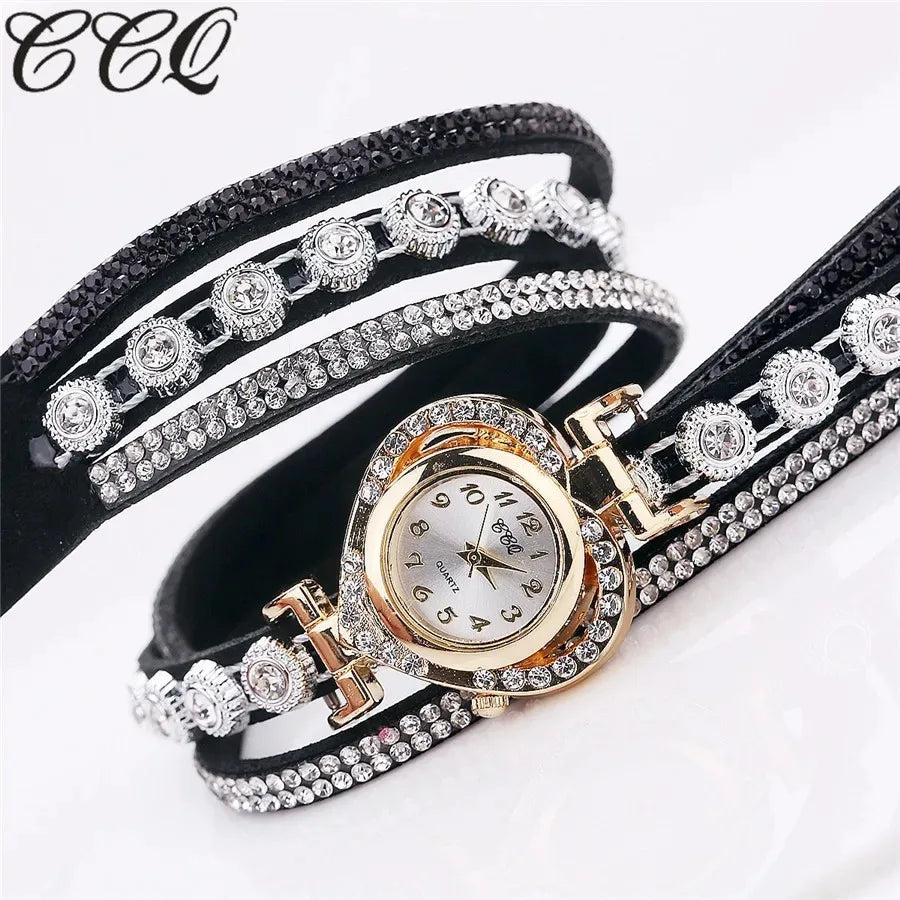 Gorgeous Women'S Diamond Inlaid Watch Retro Sparkling Crystal Bracelet Multiple Exquisite Dials Simulated Quartz Watch For Women