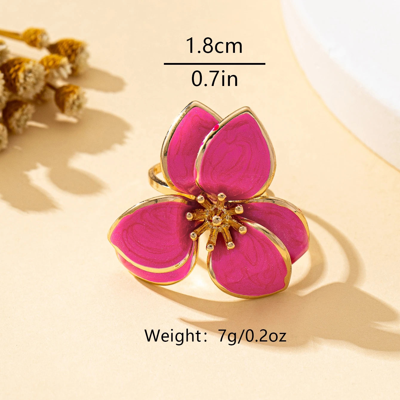 A Women's Open Ring with Flowers in Various Colors to Choose From, a Colorful and Fashionable Open Ring Suitable for Daily Wear and Holidays