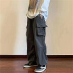 Streetwear 2024 Spring Harem Casual Pants Men Elastic Waist Solid Color Cargo Pants Multi Pocket Loose Baggy Pants For Women