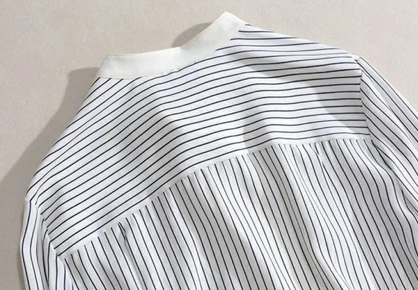 Shirts & Blouses For Women Striped Thin Style Woman Top Button Up Novelty 2025 Cute And Elegant Basic Premium Promotion Xl
