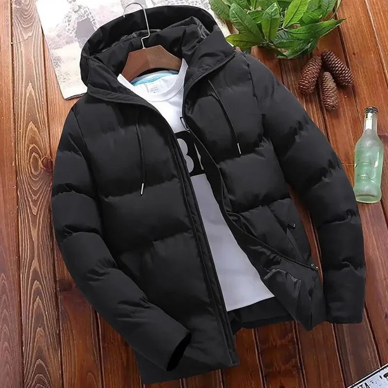 2026Men's Thick Puffer Hooded Jacket  Casual Warm Parkas Business Outfear Winter FashionTrendy Versatile