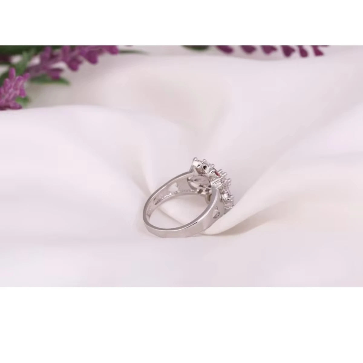 Ring Fashion  Jewelry Colourful Cubic Zirconia Flower Design Cute Style Women Girls Party Engagement