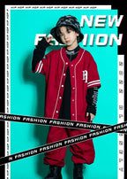 Kids Teenage Streetwear Hip Hop Clothing Red Shirt Tops Casual Cargo Jogger Pants For Girl Boy Jazz Dance Costume Rave Clothes