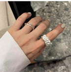 Irregular Pleated Ring for Women Men Open Adjustable Rings Wide Trendy Finger Rings Y2K Accessories Fashion Punk Jewelry