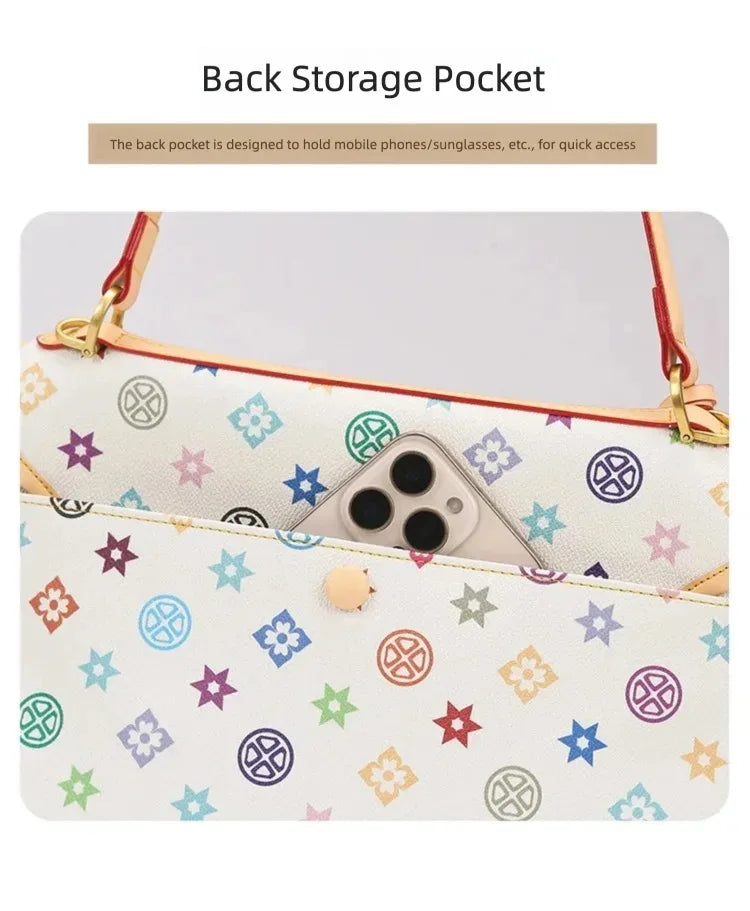 Ladies' tote bag, European and American retro handbag, printed underarm bag, fashionable commuting crossbody bag