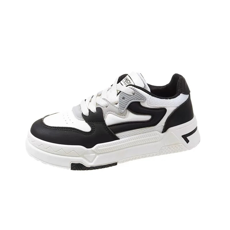 Fashionable Sneaker Breathable Black White Shoes for Women All Seasons, Casual and Sports Wear, Trendy Ins Style