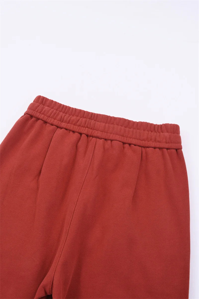 Streetwear Women Cotton Straight Pants High Waist Drawstring Sweatpants Loose Casual Trousers Female Autumn Winter Sport Pants