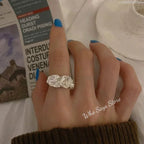 Irregular Pleated Ring for Women Men Open Adjustable Rings Wide Trendy Finger Rings Y2K Accessories Fashion Punk Jewelry