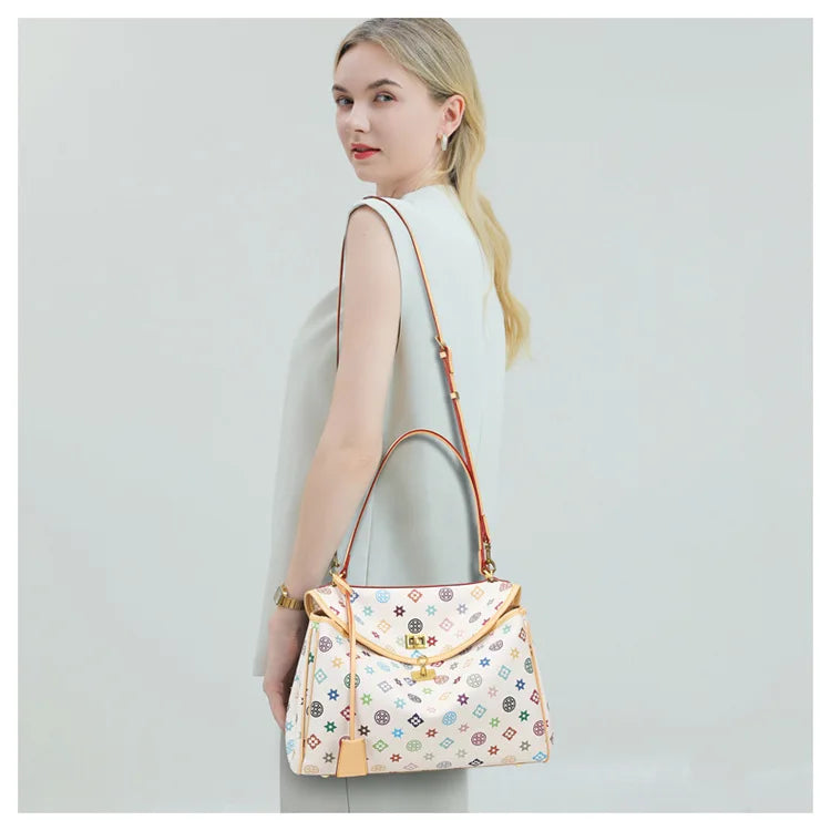 Ladies' tote bag, European and American retro handbag, printed underarm bag, fashionable commuting crossbody bag