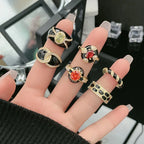 Finger Ring With Ancient Style Dark And Fashionable Personality Drop Glazed Ring Niche Design Temperament Fashionable Jewelry