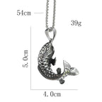 Fortune Koi Fish Necklace for Men Women Good Luck Wealth Retro Jumping Carp Pendant Stainless Steel Jewelry Best Gifts