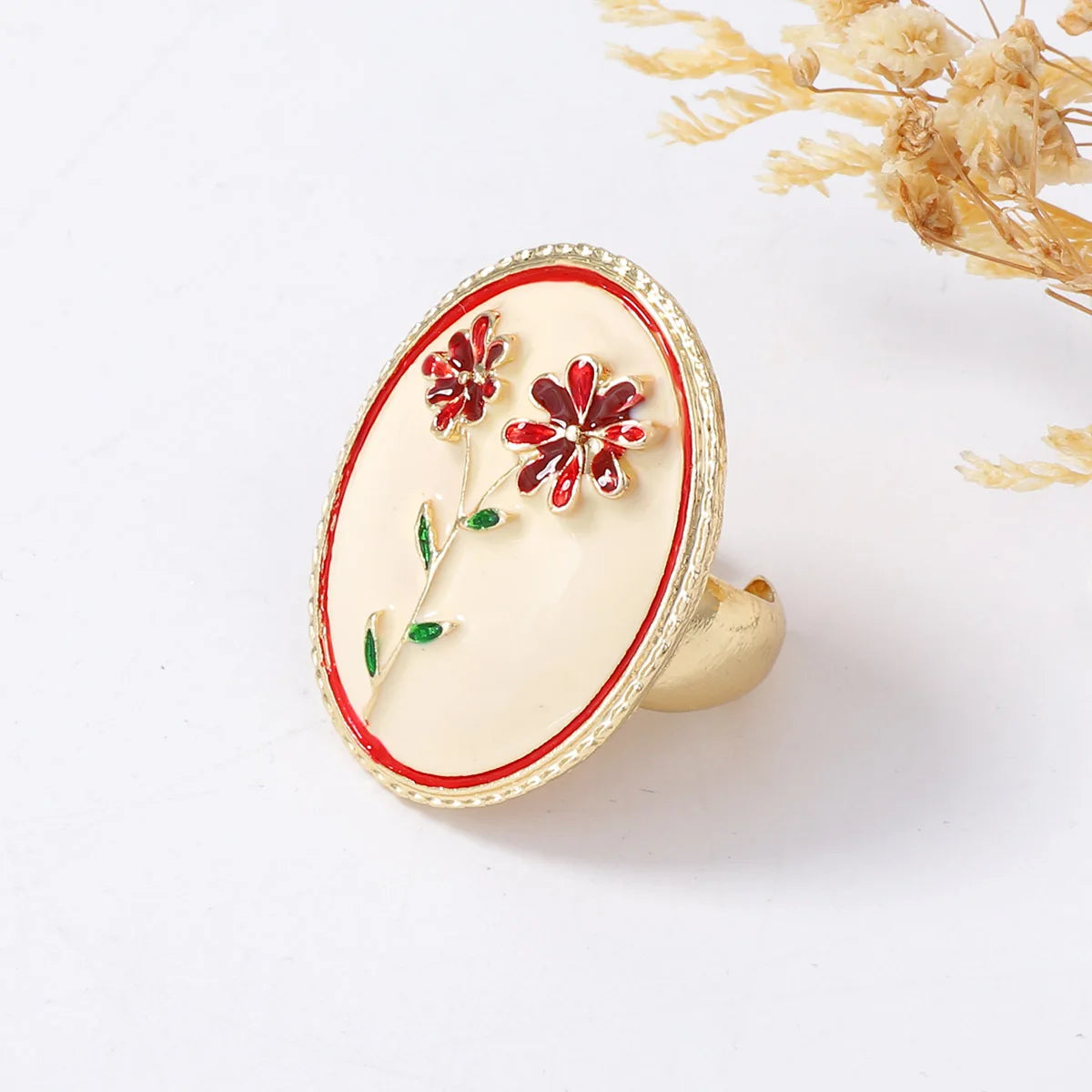 Vintage Exquisite and Elegant Carved Colorful Ring