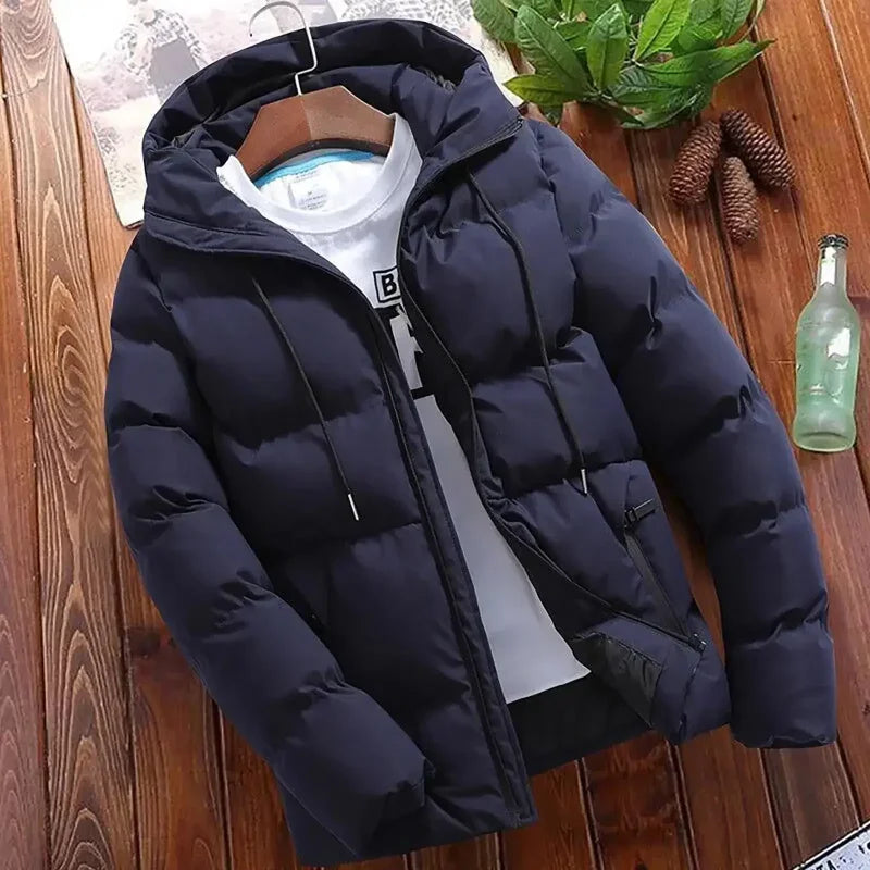 2026Men's Thick Puffer Hooded Jacket  Casual Warm Parkas Business Outfear Winter FashionTrendy Versatile