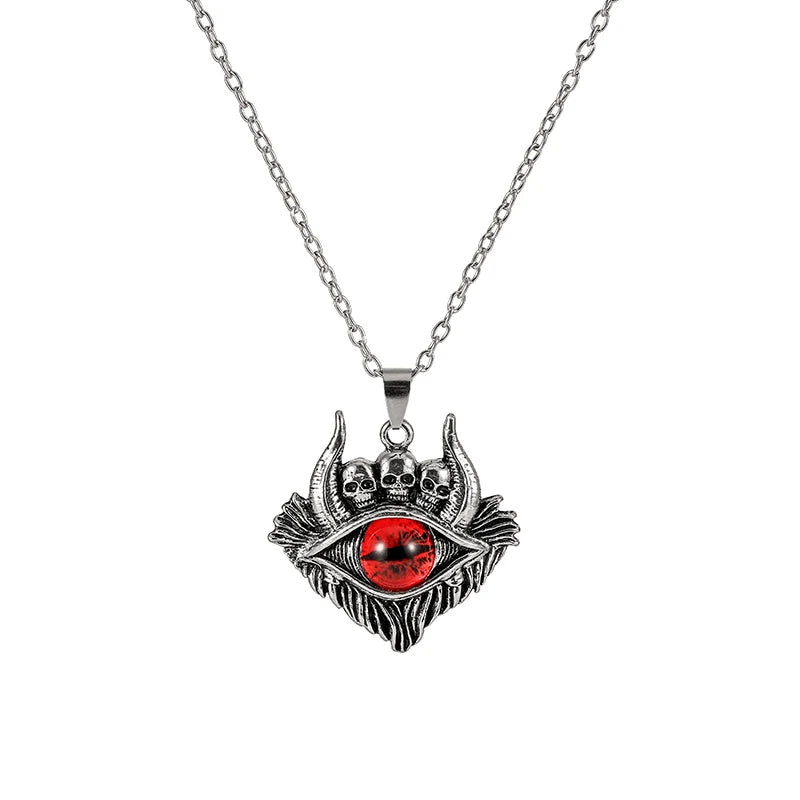 Antique Evil Eye Pendant Necklace For Women Men Creative Punk Hollow Star Colorful Eyeball Connect Choker Chain Jewelry Gifts