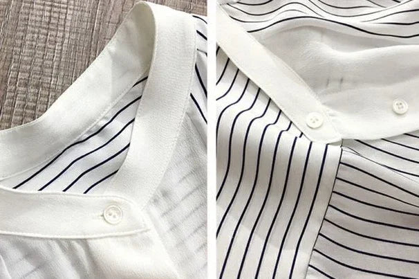 Shirts & Blouses For Women Striped Thin Style Woman Top Button Up Novelty 2025 Cute And Elegant Basic Premium Promotion Xl