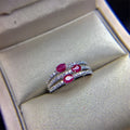 Wedding Ring for Women Real Pure 925 Sterling Silver Natural Ruby Genuine Gemstone Rose Gold Birthstone Engagement