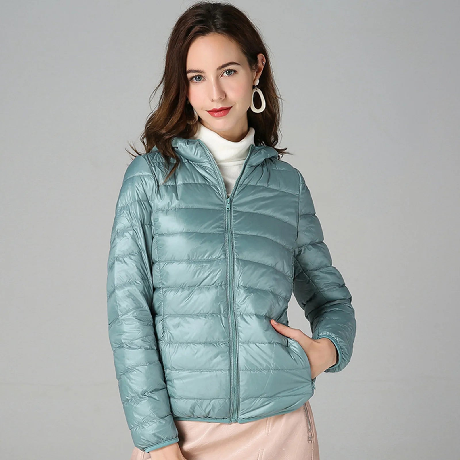 Women Puffer Jacket Plus Size 2025 New Spring Autumn Female Ultra Lightweight Packable Hooded Down Coats
