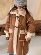 Girls Coat Melard Coat Children New Winter Thickened Foreign Air Long Coat Female Treasure Fur One Coat