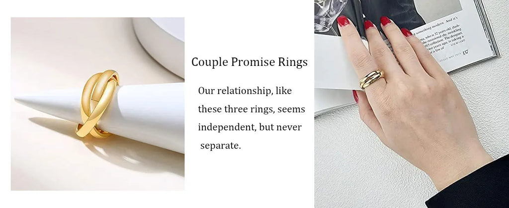 Stainless Steel Interlocked Triple Ring for Women Multi Color Wedding Band Bague Three in One