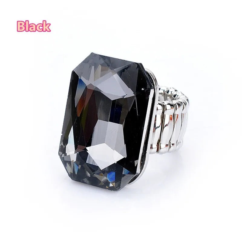 Personality Elegant Big Ring for Women 7 Colors Big Resin Stone Fashion Elastic Stretch Finger Rings Jewelry Christmaswholesale