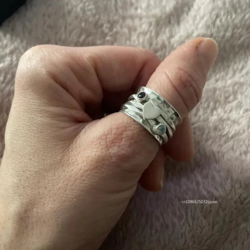 Rotating Love Ring Lover Heart Rotatable Decompression Ring Personalized Inspiration Rings Vintage Ring Jewelry Anniversary