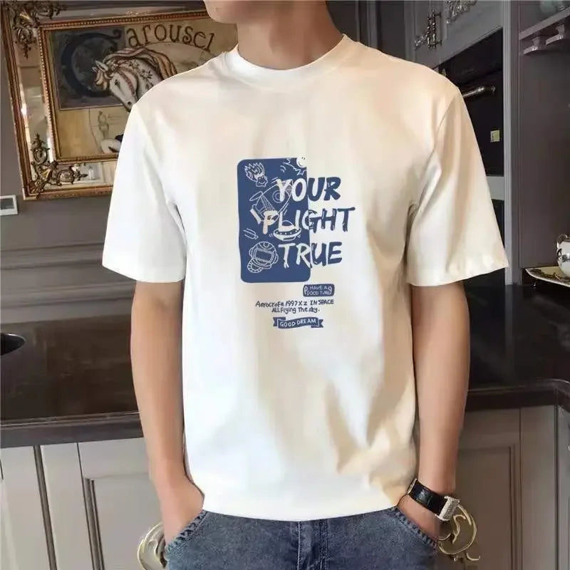T Shirt For Men Print Anime Top Oversized Man Tee Shirts Alphabet Quick-drying Stylish Harajuku Cheap Clothes And Young On Sale