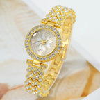 2Pc/Set 1Pc Rhinestone Decor Quartz Watch & 1Pcs Bracelet Fancy Women Watches Jewelry Sophisticated And Stylish Women Watch