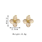White Enamel Oil Flower Earrings for Women Party Elegant Metal Temperament Floral Drop Earrings Party Plant Sweet Jewelry