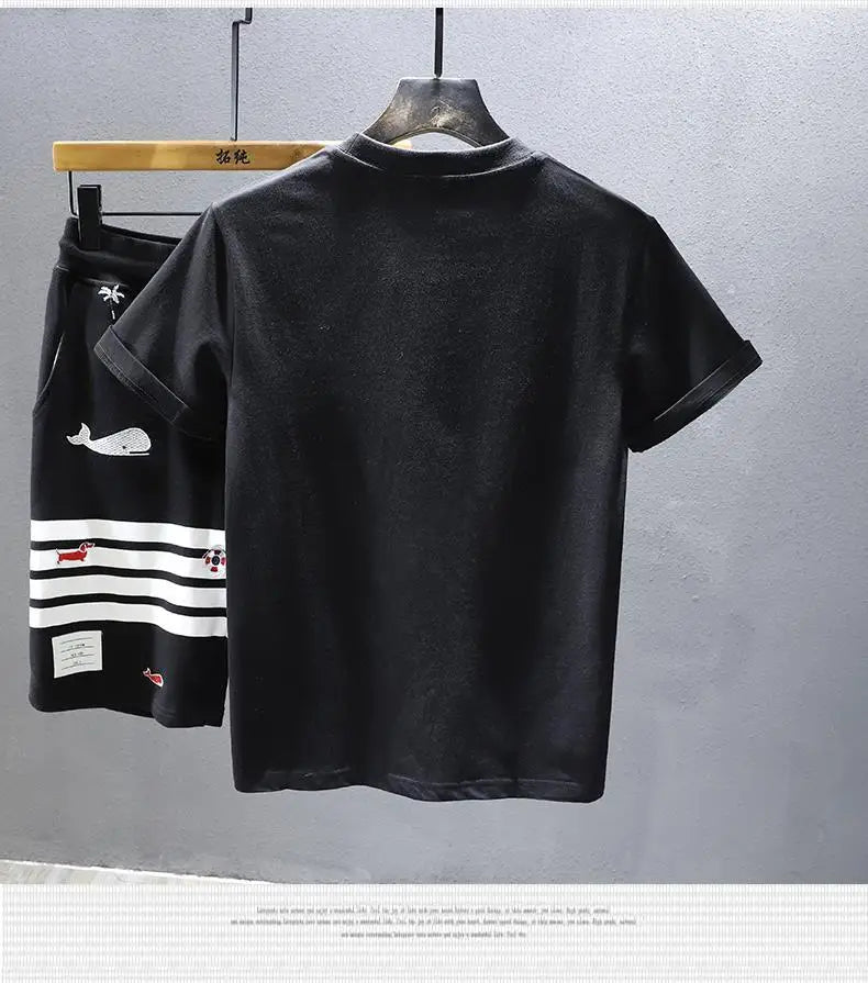 Embroidered Short-sleeved T-shirt for Men Summer New Casual Versatile Half-sleeved Undershirt