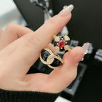 Finger Ring With Ancient Style Dark And Fashionable Personality Drop Glazed Ring Niche Design Temperament Fashionable Jewelry
