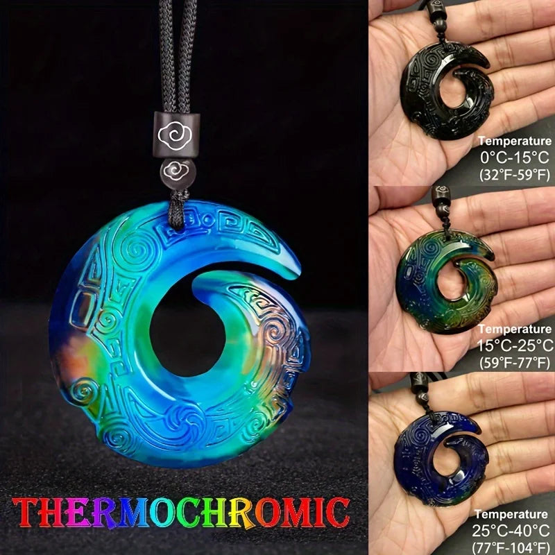 Super Cool Thermochromic Pendant Mysterious Lucky Time Necklace Brings Luck Fortune Awesome Color Changing Trendy Special Gift