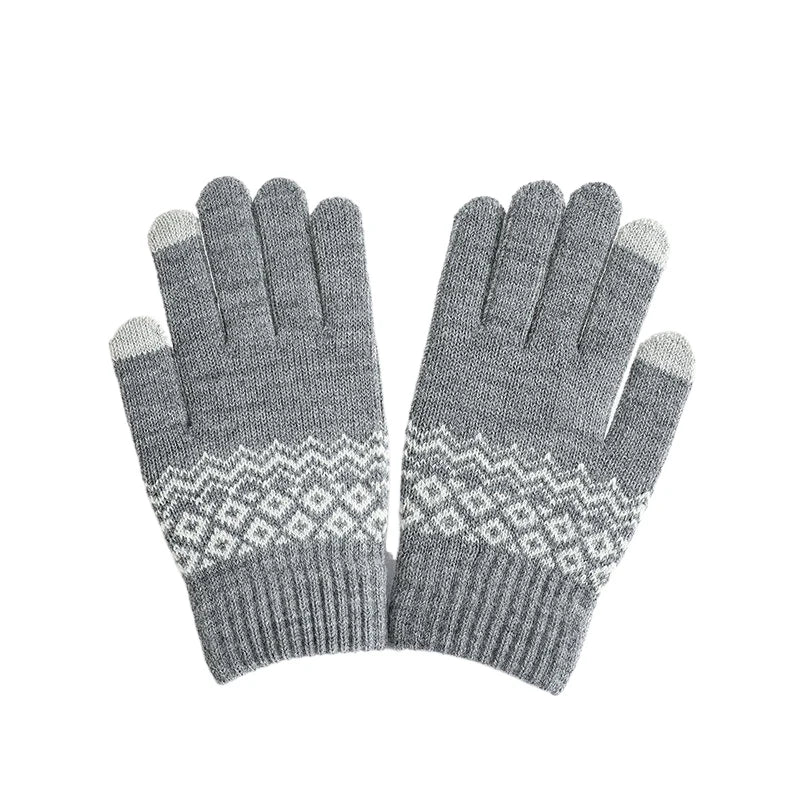 Knitted Full 1Pair Finger Gloves Winter Thicken Warm Touch Screen Gloves for Men Women Gloves Cycling Riding Gloves Ski Gloves