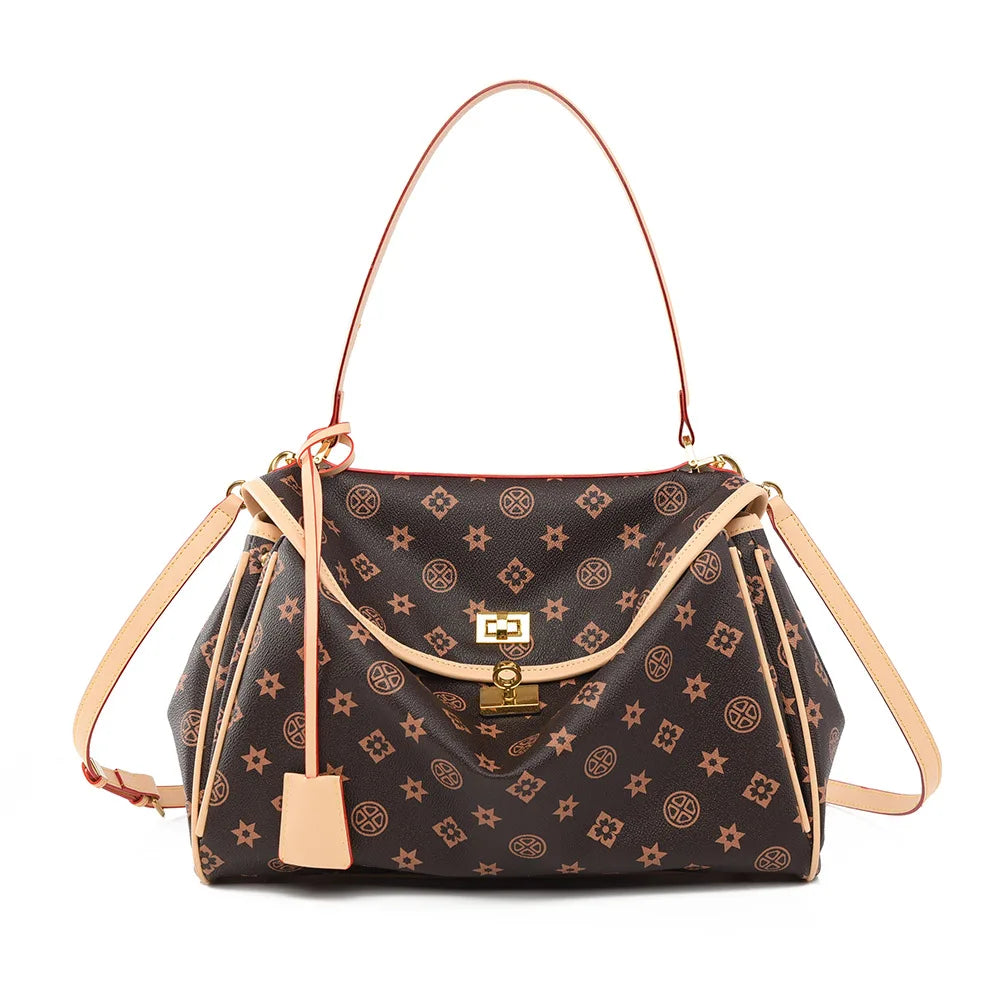 Ladies' tote bag, European and American retro handbag, printed underarm bag, fashionable commuting crossbody bag