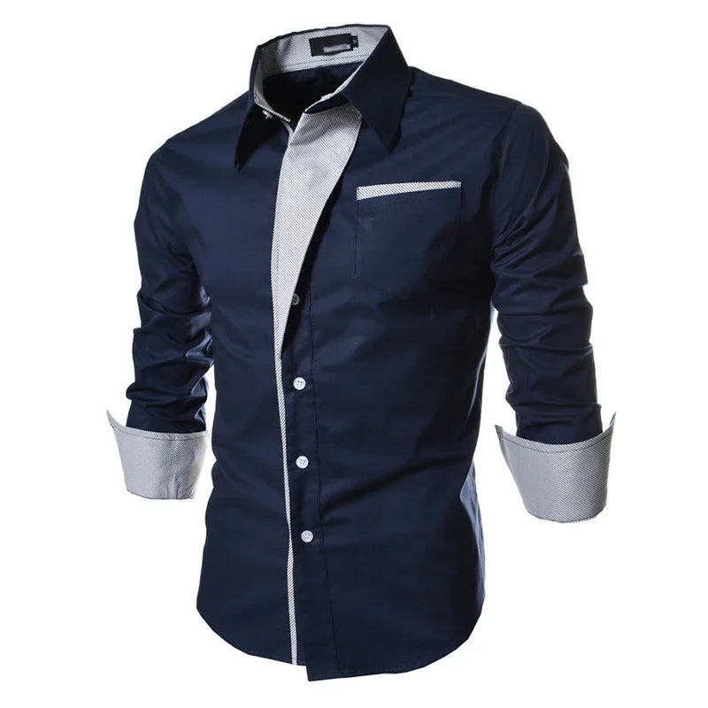 White Striped Shirts Mens 2025 Long Sleeved Business Slim Fit Male Shirt Black Social Clothes Camisa Masculina Vetement Homme