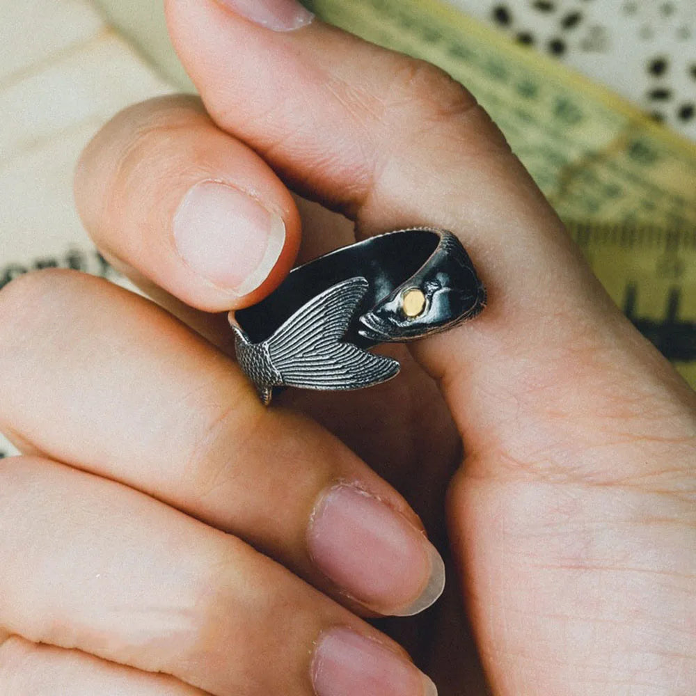 Unique Ring Finger Cute Fish Open Ring for Women Man Fashion Animal Punk Fine Jewelry