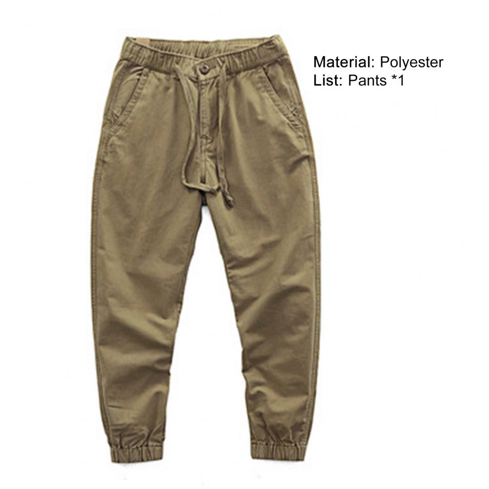 Cargo Pants Trousers for Men 2022 Casual Multi Pockets Stretchy Cuffs Thin Drawstring Elastic Waist Men Fitness Pants