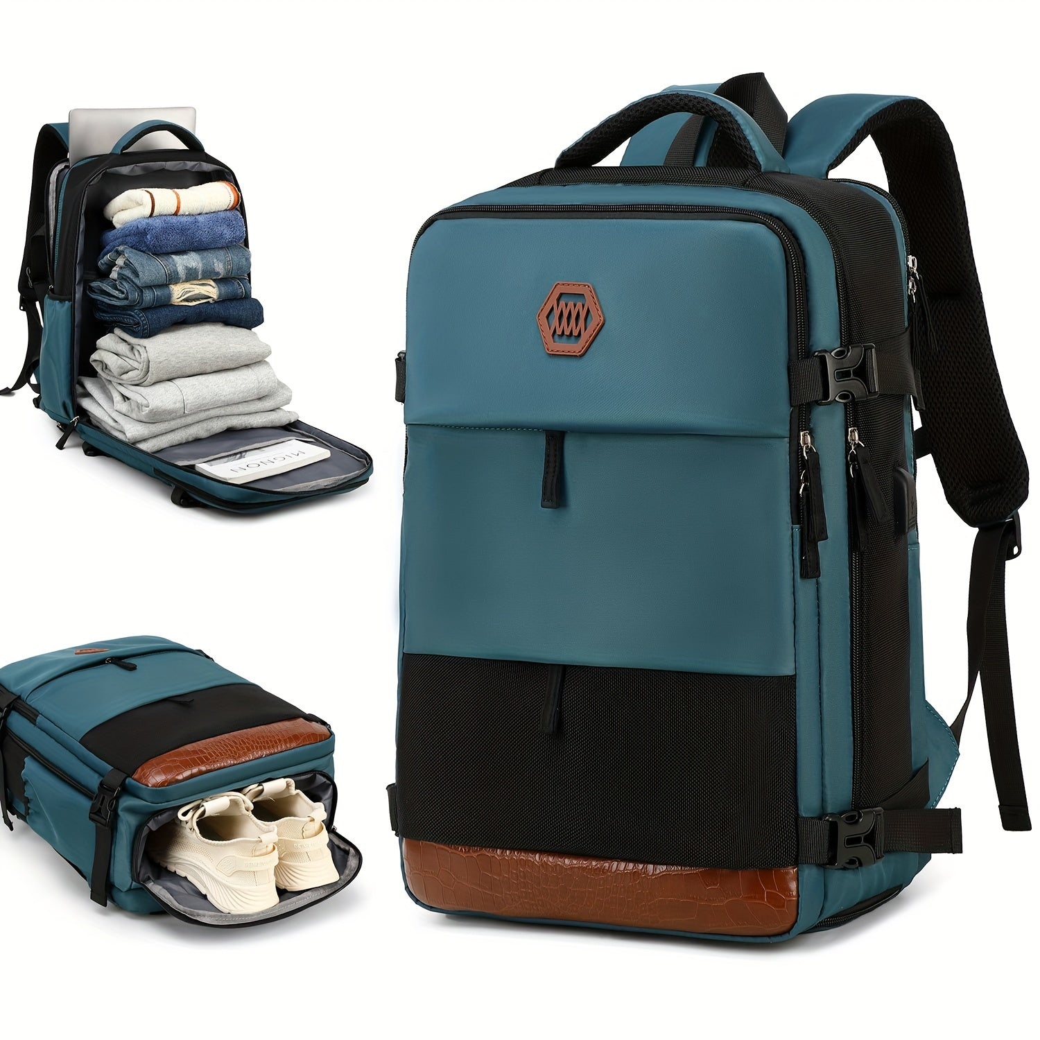 1pc Large Capacity Waterproof Outdoor Sports Leisure Travel Backpack, Travel Backpack, Outdoor Hiking Rucksack With Shoes Compartment, Portable Laptop Schoolbag