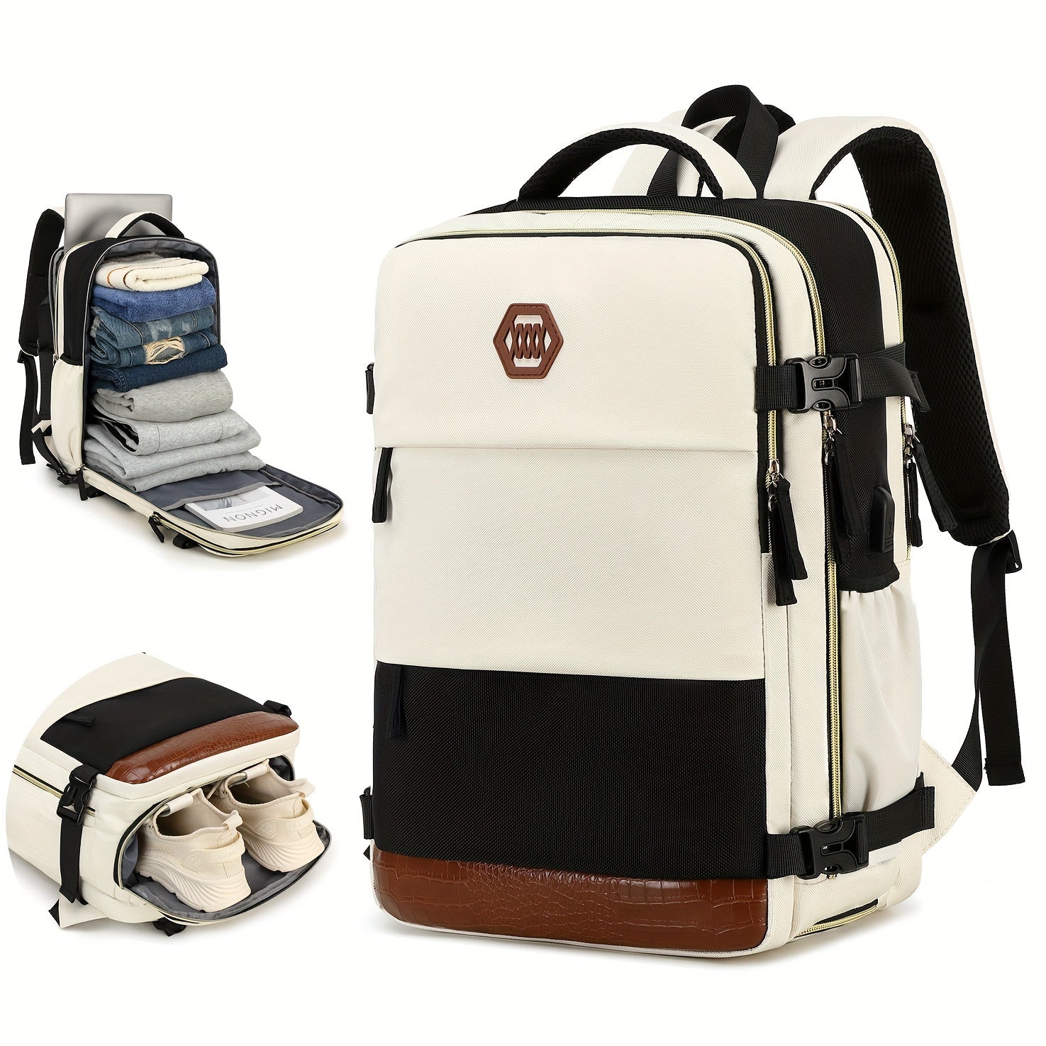 1pc Large Capacity Waterproof Outdoor Sports Leisure Travel Backpack, Travel Backpack, Outdoor Hiking Rucksack With Shoes Compartment, Portable Laptop Schoolbag