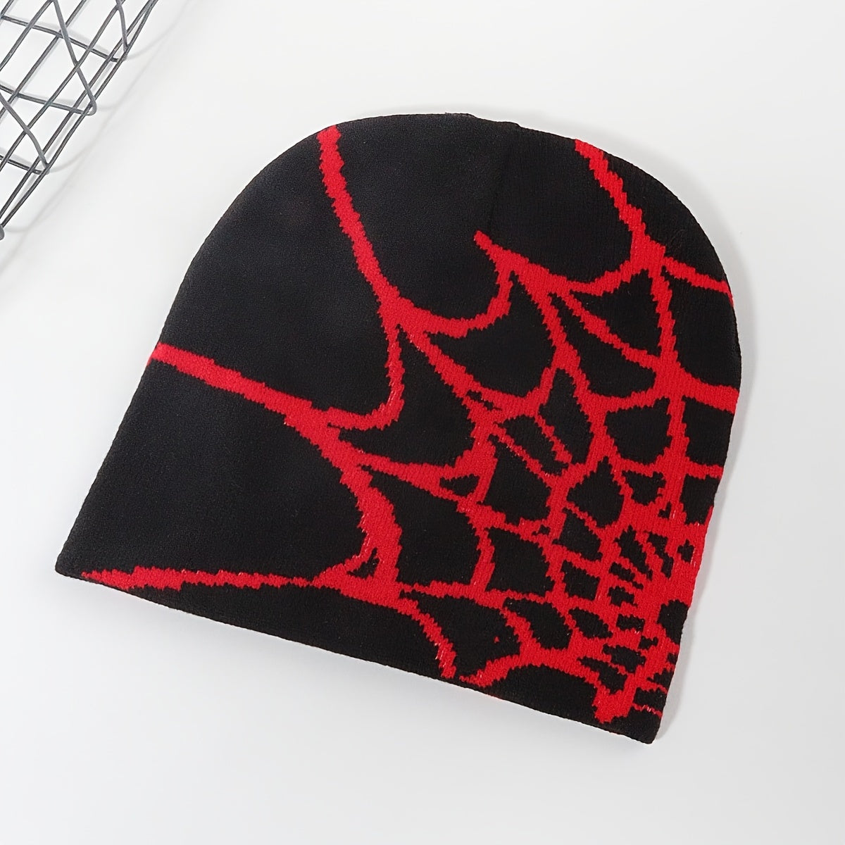 Vintage Elastic Knitted Y2K Personalized Halloween Spider Web Beanie Autumn Winter Warm Pullover Cap
