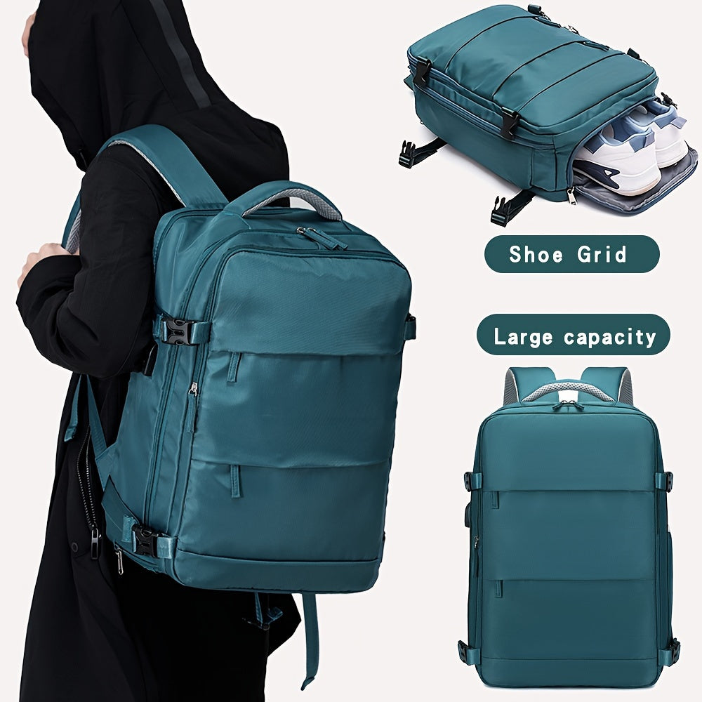 1pc Large Capacity Waterproof Outdoor Sports Leisure Travel Backpack, Travel Backpack, Outdoor Hiking Rucksack With Shoes Compartment, Portable Laptop Schoolbag